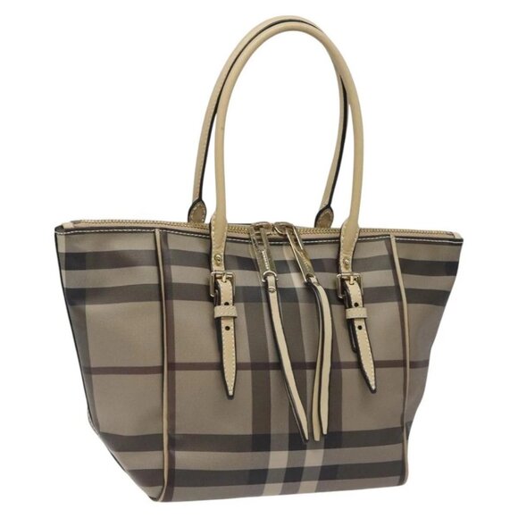 BURBERRY Nova Check Shoulder Bag PVC Brown Auth MX170